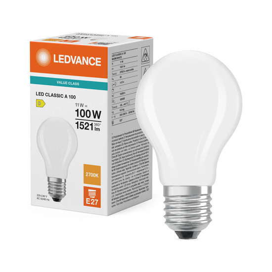 LEDVANCE LED Lampe E27 Classic Filament P matt A100 11W 1521lm Warmweiss 2700K wie 100W 4099854465772