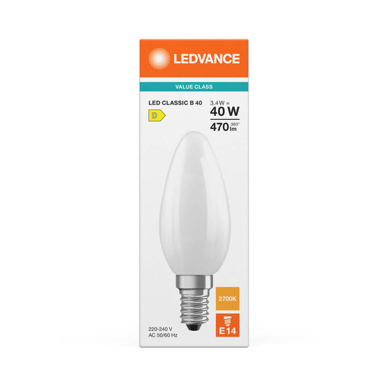 LEDVANCE LED Kerze E14 Classic Filament P matt B40 3.4W 470lm Warmweiss 2700K wie 40W 4099854466861