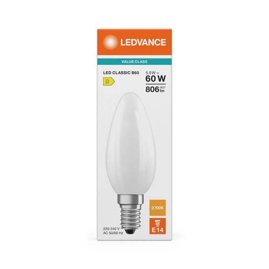 LEDVANCE LED Kerze E14 Classic Filament P matt B60 5.9W 806lm Warmweiss 2700K wie 60W 4099854467028