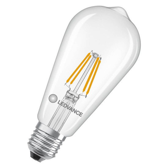 LEDVANCE LED Lampe E27 Classic Edison Filament P ST64 3.4W 470lm Warmweiss 2700K wie 40W 4099854467417