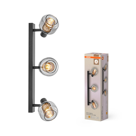 OSRAM LED Deckenleuchte DECOR SPOT FIREFLY 3X2.8W 827 E14 Black Dimmbar Warm weiß 4099854472114