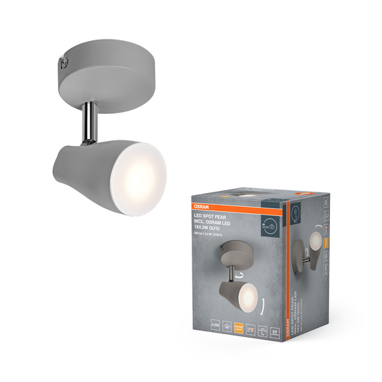 OSRAM LED Spotleuchte LED SPOT PEAR GREY 1 x 4.3W 2700K GU10 Warm weiß 4099854473845