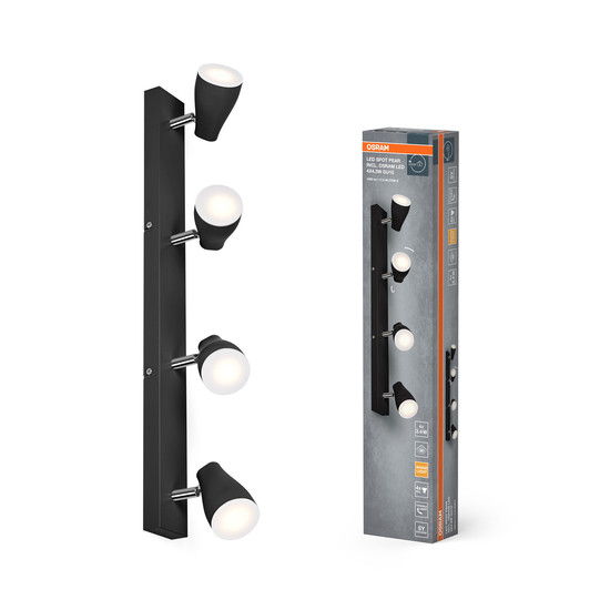 OSRAM LED Spotleuchte LED SPOT PEAR BLACK 4 x 4.3W 2700K GU10 Warm weiß 4099854473982