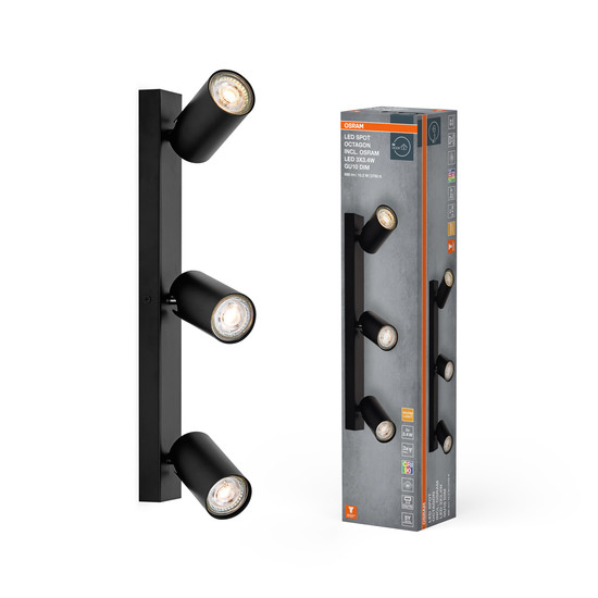 OSRAM LED Deckenleuchte LED SPOT OCTAGON BLACK 3x3.4W 927 DIM Dimmbar Warm weiß 4099854474040