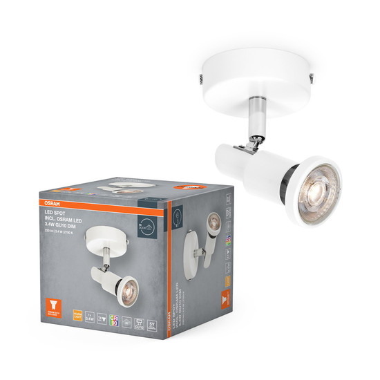 OSRAM LED Deckenleuchte LED SPOT WHITE 1 X 3.4W 927 DIM Dimmbar Warm weiß 4099854474538