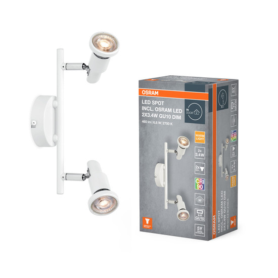 OSRAM LED Deckenleuchte LED SPOT WHITE 2 X 3.4W 927 DIM Dimmbar Warm weiß 4099854474552