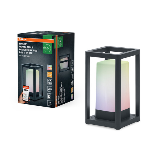 OSRAM LED Aussenleuchte SMART+ TABLE FRAME MULTICOLOR USB RGB + W Dimmbar Warm weiß 4099854474958