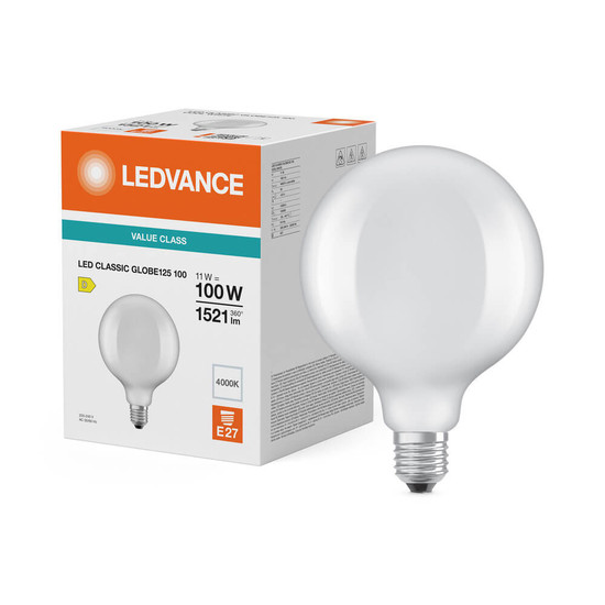 LEDVANCE LED Lampe E27 Classic Globe Filament V matt G125 11W 1521lm Neutralweiss 4000K wie 100W 4099854482069