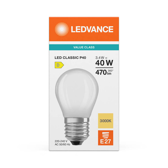 LEDVANCE LED Lampe E27 Classic Filament V matt P40 4.2W 470lm Warmweiss 3000K wie 40W 4099854482083