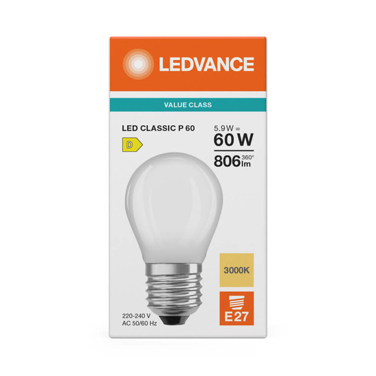 LEDVANCE LED Lampe E27 Classic Filament V matt P60 5.9W 806lm Warmweiss 3000K wie 60W 4099854482304