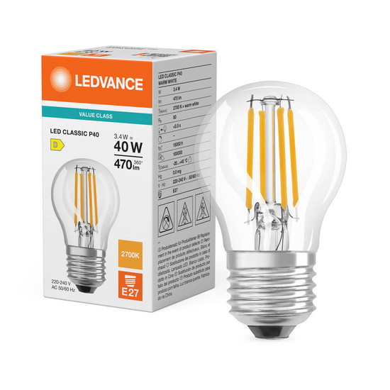 LEDVANCE LED Lampe E27 Classic Filament V P40 4W 470lm Warmweiss 2700K wie 40W 4099854482441