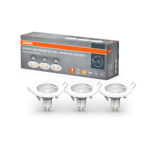 OSRAM LED Spotleuchte LED SPOT SET RECESS GU10 3x2.6W GU10 White Warm weiß 4099854482953