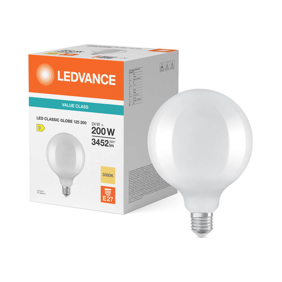 LEDVANCE LED Lampe E27 Classic Globe Filament V matt G125 24W 3452lm Warmweiss 3000K wie 200W 4099854485374
