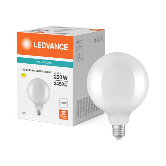 LEDVANCE LED Lampe E27 Classic Globe Filament V matt G125 24W 3452lm Neutralweiss 4000K wie 200W 4099854485411