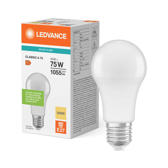 LEDVANCE LED Lampe E27 Classic P matt A75 10W 1055lm Warmweiss 3000K wie 75W 4099854485558
