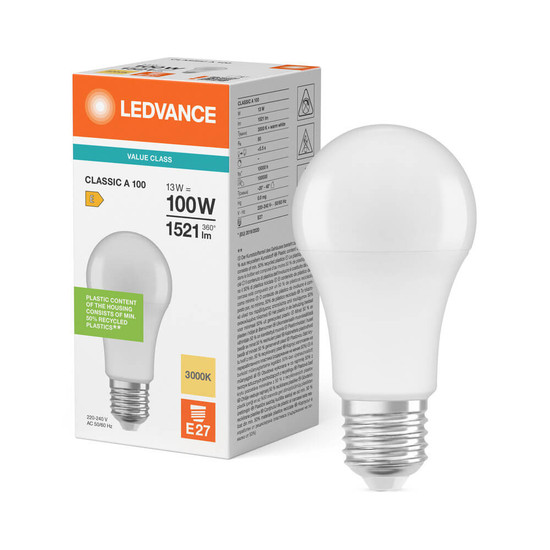 LEDVANCE LED Lampe E27 Classic P matt A100 13W 1521lm Warmweiss 3000K wie 100W 4099854485572