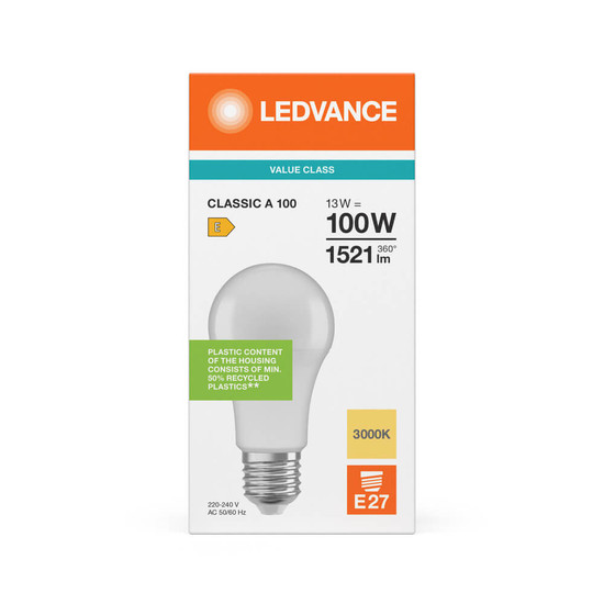 LEDVANCE LED Lampe E27 Classic P matt A100 13W 1521lm Warmweiss 3000K wie 100W 4099854485572