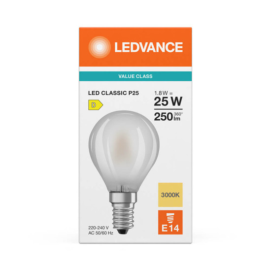 LEDVANCE LED Lampe E14 Classic Filament V matt P25 2.5W 250lm Warmweiss 3000K wie 25W 4099854485817