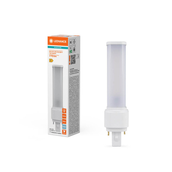 LEDVANCE LED Lampe G24d-2 Dulux D18 EM & AC Mains Value matt 7W 770lm Tageslichtweiss 6500K wie 18W nur für direkt 230V 4099854502255