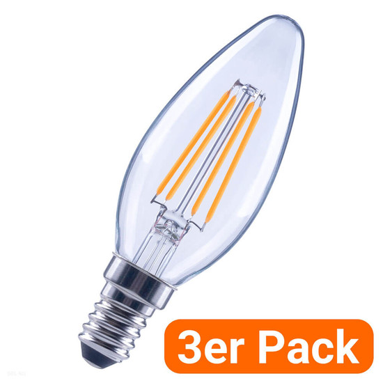 3er-Pack LEDVANCE LED Kerze E14 Classic Filament B40 4.2W 470lm Warmweiss 2700K wie 40W 4099854556050