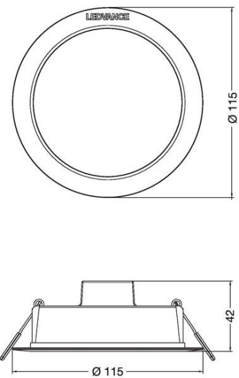 LEDVANCE DOWNLIGHT Einbauleuchte IP44 DN 115 8W 830 weiss 4099854561221