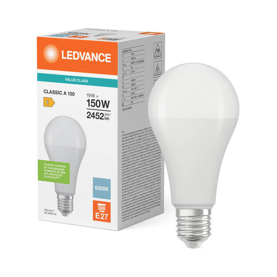 LEDVANCE LED Lampe E27 Star Classic matt A150 19W 2452lm Tageslichtweiss 6500K wie 150W 4099854772924
