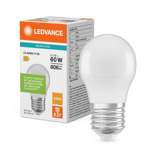 LEDVANCE LED Lampe E27 Classic V matt P60 6.5W 806lm Warmweiss 2700K wie 60W 4099854773068