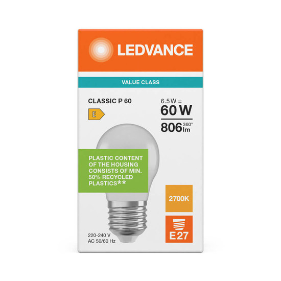 LEDVANCE LED Lampe E27 Classic V matt P60 6.5W 806lm Warmweiss 2700K wie 60W 4099854773068