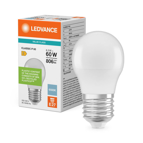LEDVANCE LED Lampe E27 Classic V matt P60 6.5W 806lm Tageslichtweiss 6500K wie 60W 4099854773105