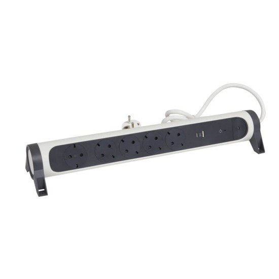 Legrand Steckdosenleiste drehbar 5x Steckdose, USB-A, USB-C, SPD, 1,5m Kabel weiss-schwarz 694510