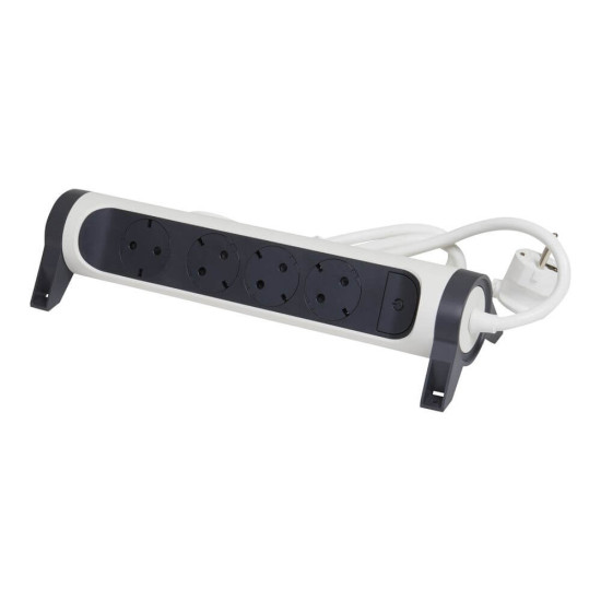 Legrand Drehbare Steckdosenleiste 4x Steckdose, 3m Kabel weiss-schwarz 694536