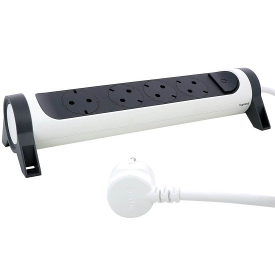 Legrand Drehbare Steckdosenleiste 4x Steckdose, 3m Kabel weiss-schwarz 694536