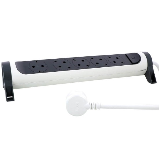 Legrand Drehbare Steckdosenleiste 5x Steckdose, 3m Kabel weiss-schwarz 694538