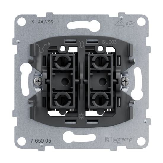 Legrand SEANO Serienschalter-Einsatz, Steckklemmen, Beleuchtung- Kontrollfunktion nachrüstbar 10AX, 765005
