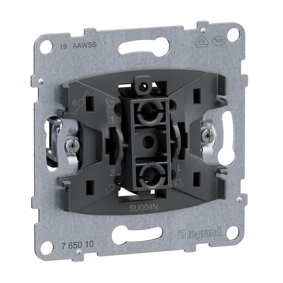 Legrand SEANO Wechselschalter-Einsatz mit N-Klemme, Steckklemmen, Beleuchtung- Kontrollfunktion nachrüstbar 10AX, 765010