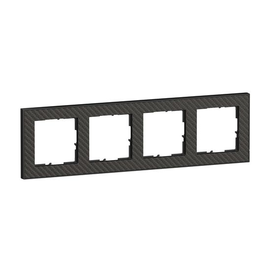 Legrand Seano+ 4-fach Rahmen mit Echtmaterialoberfläche, nachhaltige Produktion und Verpackung, Karbon, 765194