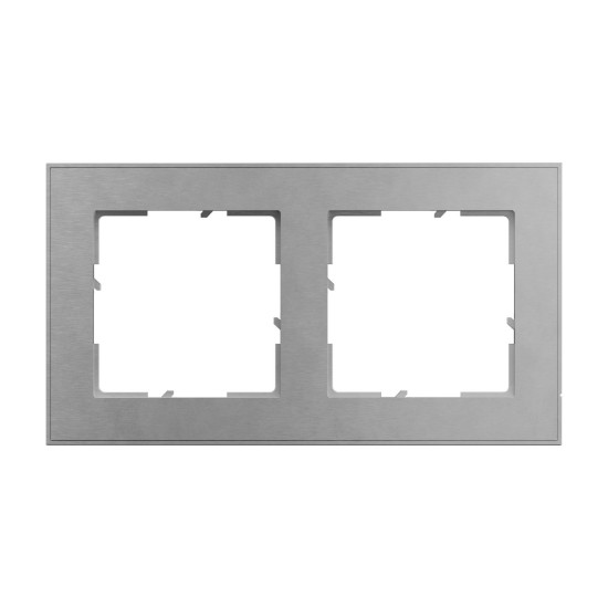 Legrand Seano+ 2-fach Rahmen mit Echtmaterialoberfläche, nachhaltige Produktion und Verpackung, Brushed Steel, 765392