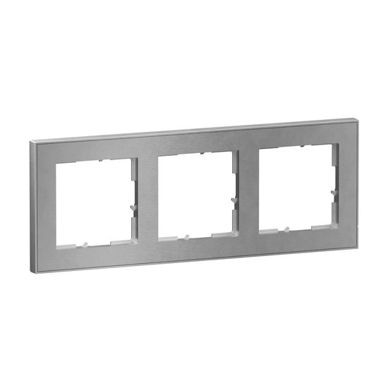 Legrand Seano+ 3-fach Rahmen mit Echtmaterialoberfläche, nachhaltige Produktion und Verpackung, Brushed Steel, 765393