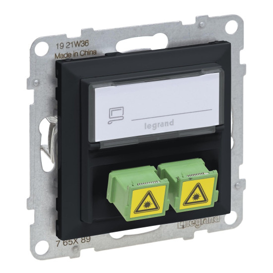 Legrand SEANO SC/APC Monomode Glasfaser-Steckdose, 2 Glasfaserkabel, Duplex Adapter, Anthrazit, 765489