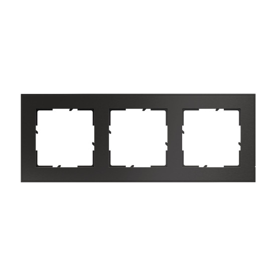 Legrand Seano+ 3-fach Rahmen mit Echtmaterialoberfläche, nachhaltige Produktion und Verpackung, Dark Steel, 765493