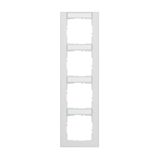 Legrand Seano+ 4-fach Rahmen vertikal mit Beschriftungsfeld, nachhaltige Produktion und Verpackung, Ultraweiß, 765994