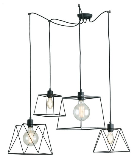 LUCE Design Brookyln Pendelleuchte 4fach E27 Schwarz