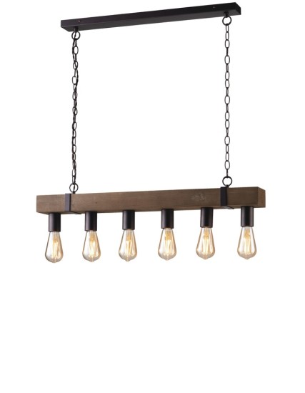 LUCE Design Texas Pendelleuchte 6fach E27 Braun Antik