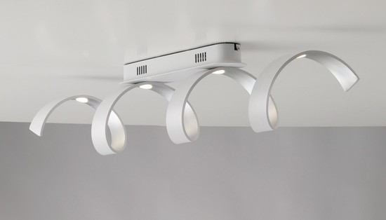 LUCE Design Helix LED Deckenleuchte 4fach 4000 K 20W Weiß, Silber