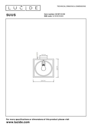 Lucide SUUS Deckenleuchte E27 drehbar Schwarz 00127/01/30