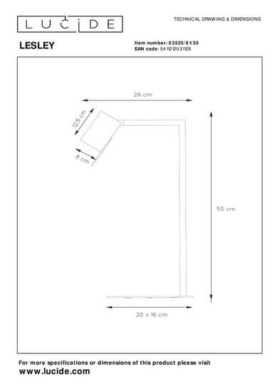 Lucide LESLEY Schreibtischleuchte GU10 drehbar Schwarz 03525/01/30