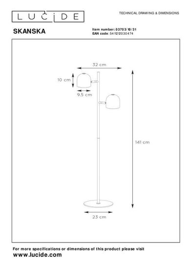 Lucide SKANSKA LED Stehleuchte 2x 2x 5W dimmbar 360° drehbar Weiß 03703/10/31