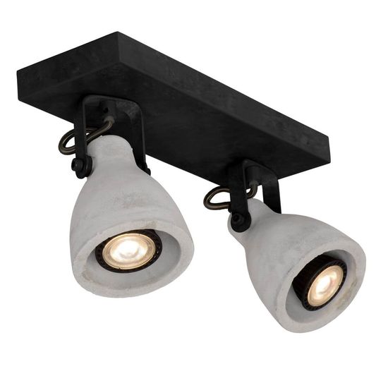 Lucide CONCRI-LED LED Deckenleuchte 2x GU10 2x 5W dimmbar 360° drehbar Schwarz 05910/10/30