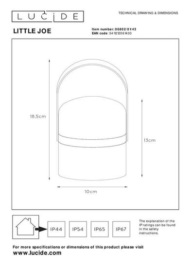 Lucide LITTLE JOE LED Tischlampe Außen Outdoor 3-Stufen-Dimmer 0,3W dimmbar Braun, Weiß IP44 06802/01/43