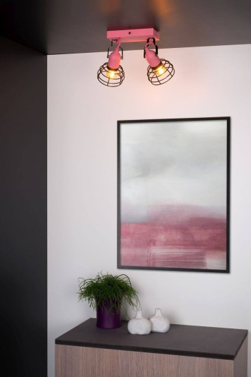 Lucide POLA Deckenleuchte 2x E27 drehbar Rosa 08927/02/66